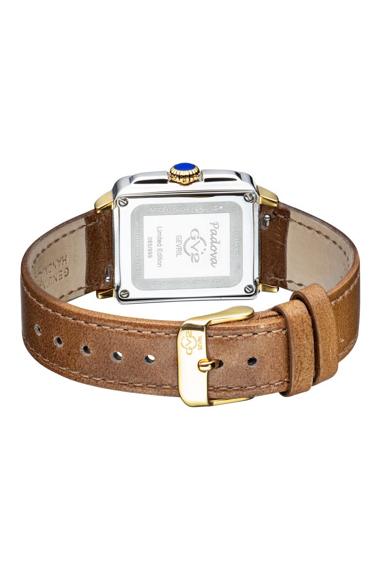 Padova Diamond Leather Strap Watch, 27mm x 30mm - 0.0116ct., Alternate, color, BEIGE