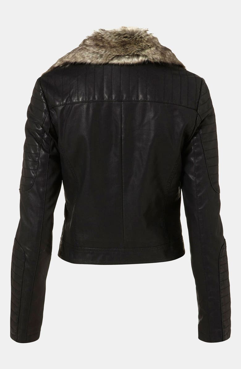 Topshop 'Maddox' Faux Leather Jacket, Alternate, color,