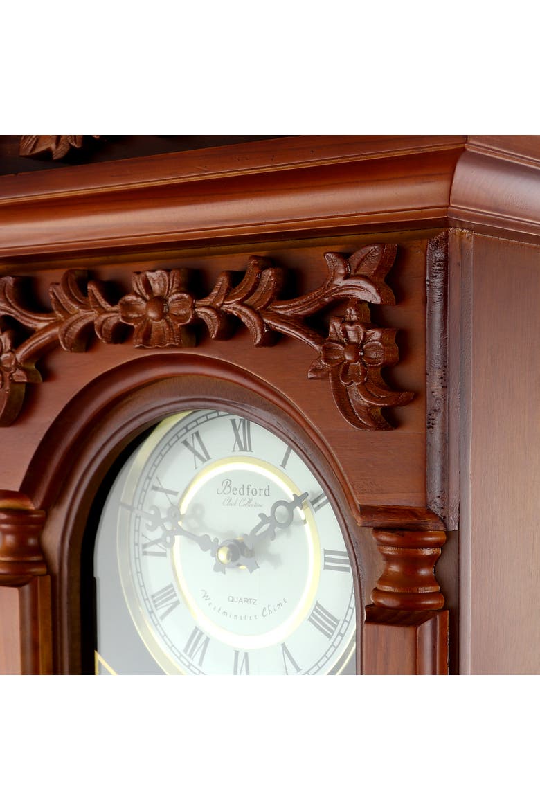 27.5in Oak Finish Pendulum Wall Clock, Alternate, color, Warm Oak