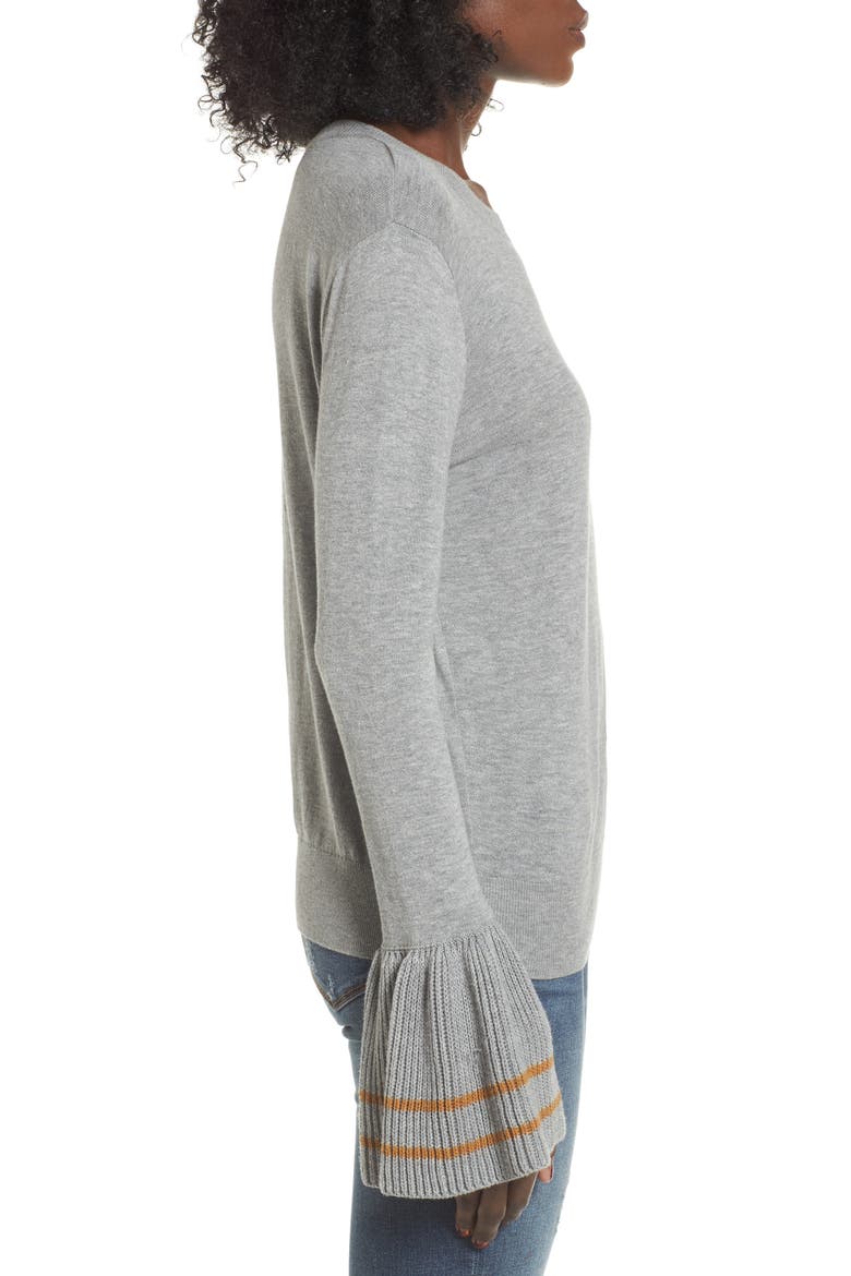 Ruffle Bell Cuff Sweater, Alternate, color, GREY MEDIUM HEATHER