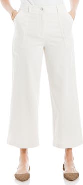 MAX STUDIO Wide Leg Crop Cotton Piqué Pants