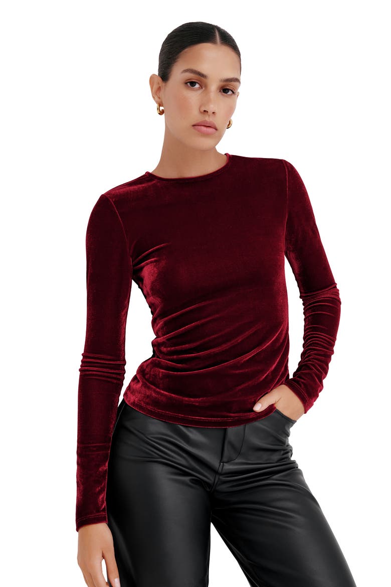 Ansley Velvet Top, Alternate, color, CRIMSON