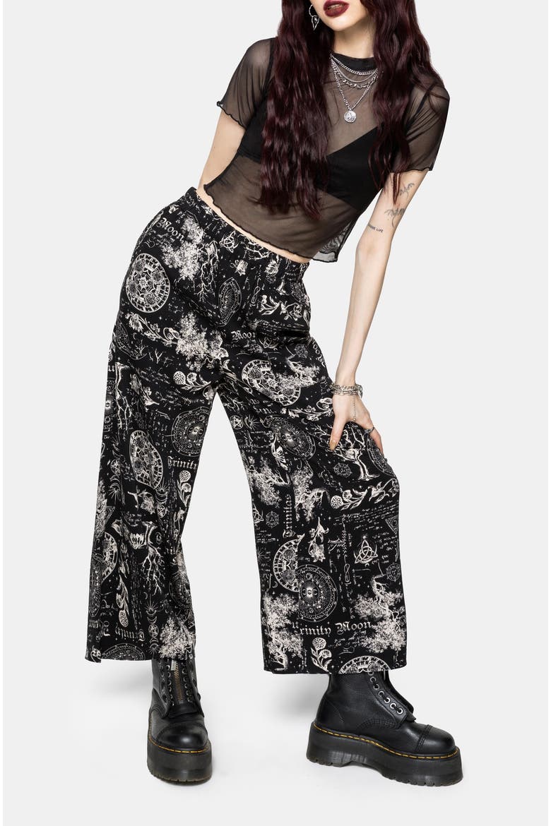 Trinity Wide Legged Pull On Culotte, Alternate, color, Black