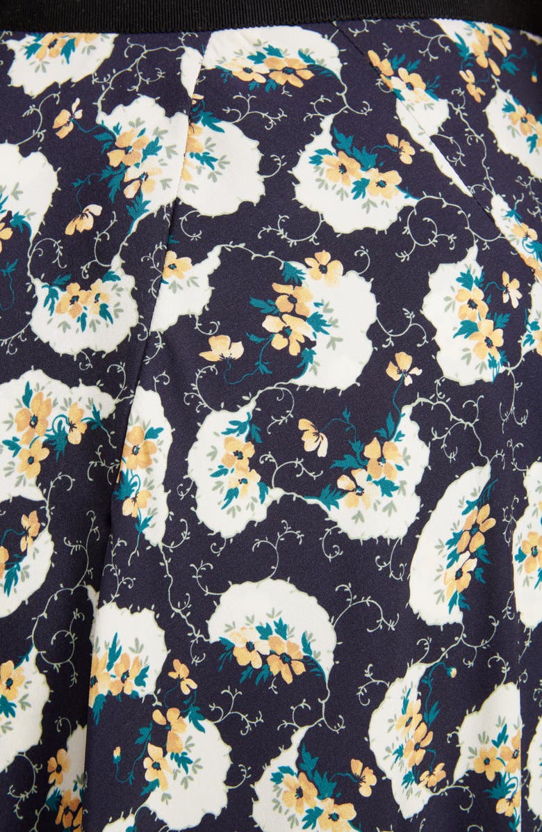 Chloé Asymmetrical Floral Print Stretch Silk Midi Skirt, Alternate, color, 