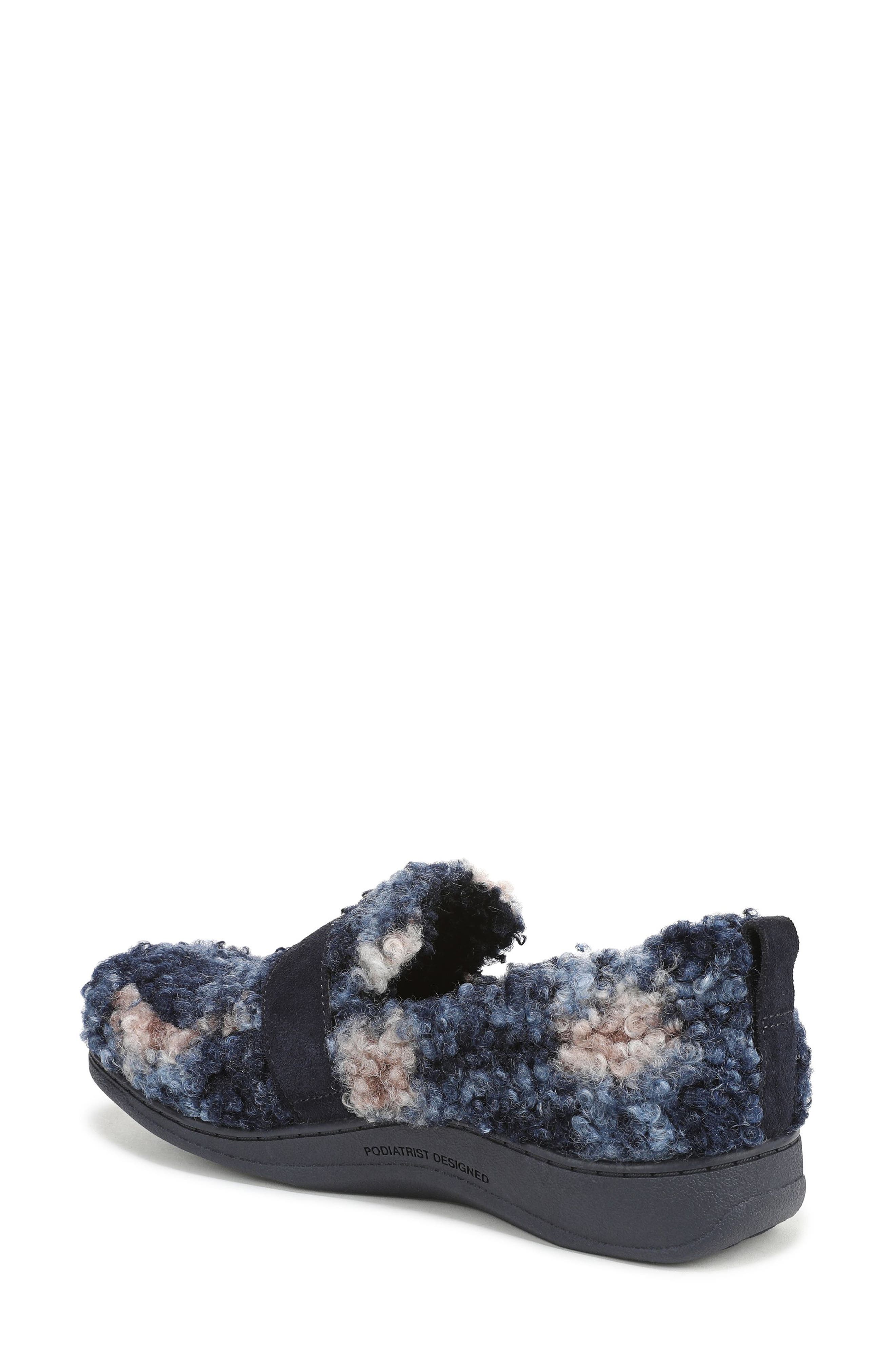 Vionic Imogen Faux Shearling Clog, Alternate, color, Navy Multi