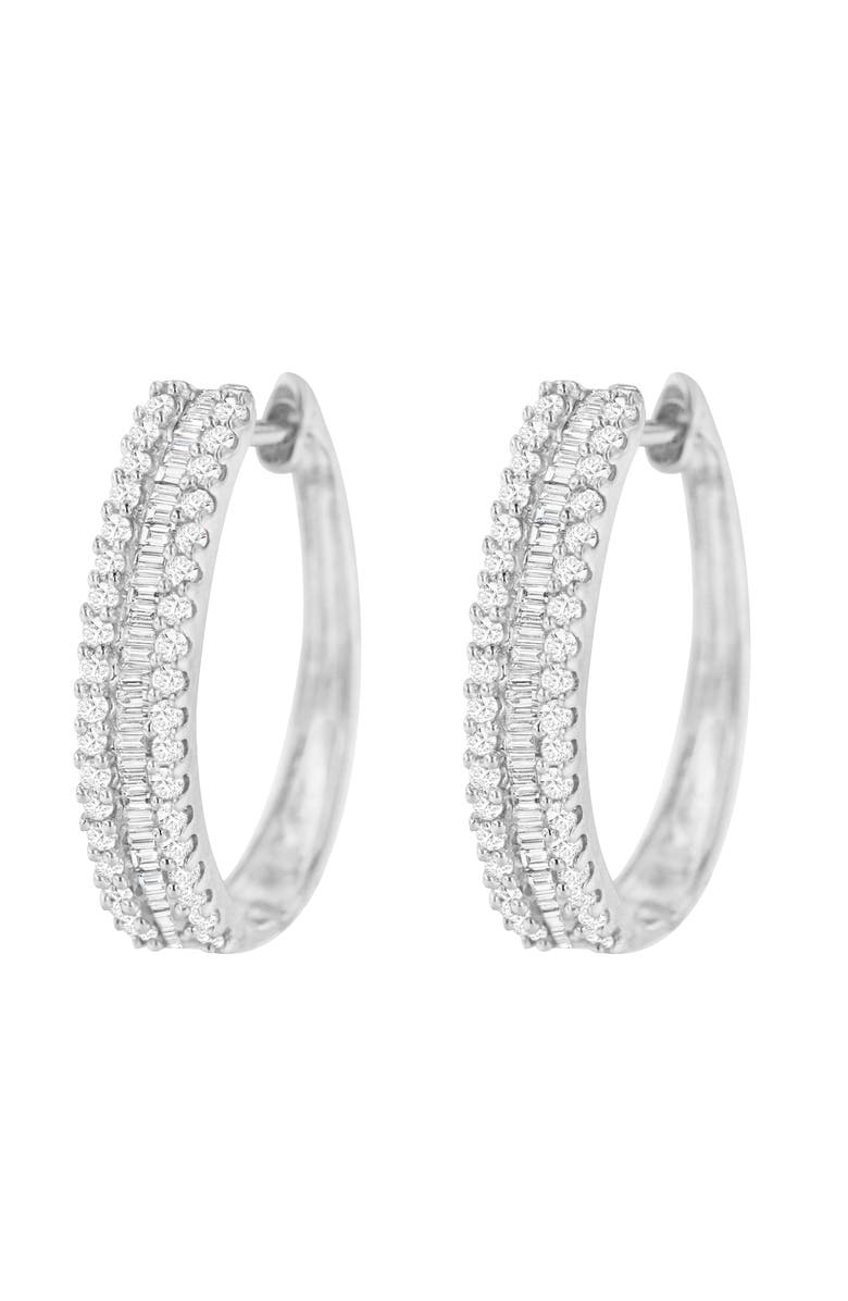 Haus of Brilliance 10K White Gold Diamond Hoop Earrings, Alternate, color, White