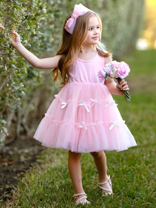 Mia Belle Girls Girls Blooming With Bows Sleeveless Tutu Dress