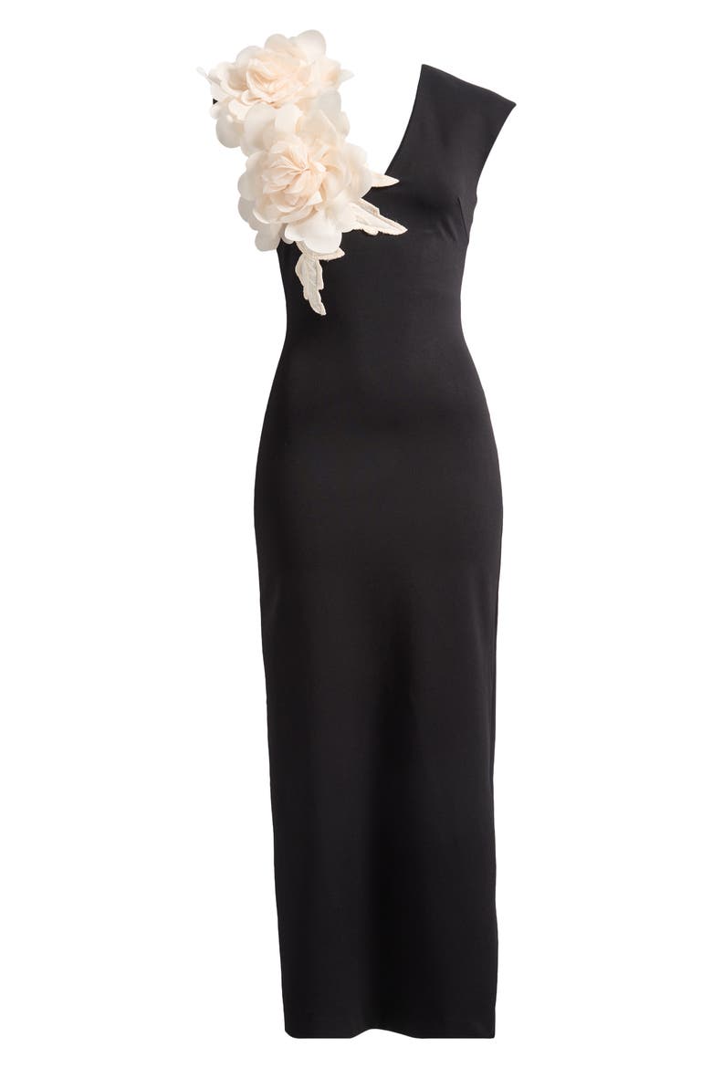 Zahara Floral Sleeveless Gown, Alternate, color, BLACK