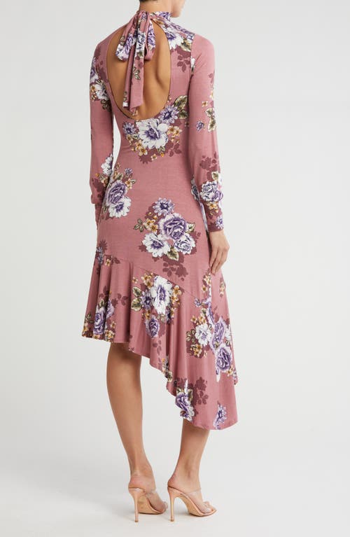 Go Couture Long Sleeve Asymmetric In Clay And Black Floral