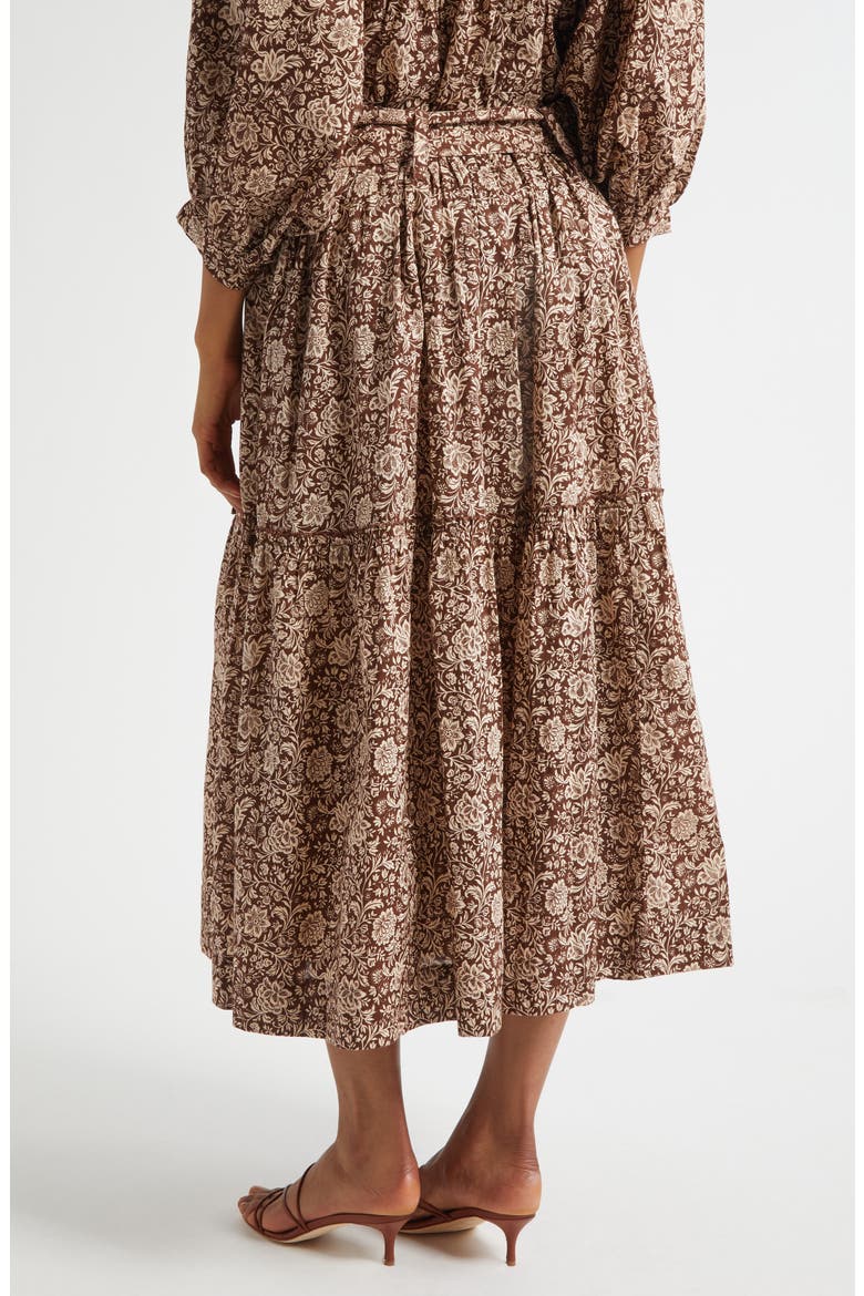 Franoise Floral Stripe Cotton Skirt, Alternate, color, COCOA FLORAL