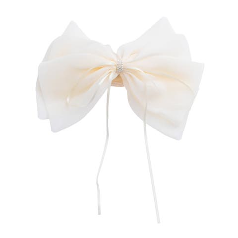 Chiffon Bow Claw Clip With Rhinestone Center