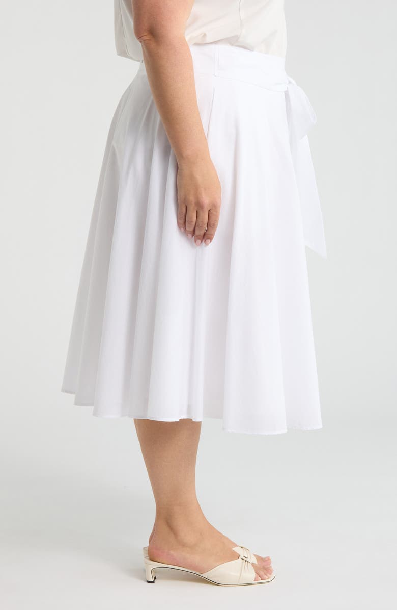 Tahari ASL Tie Waist Midi Skirt, Alternate, color, Ivory