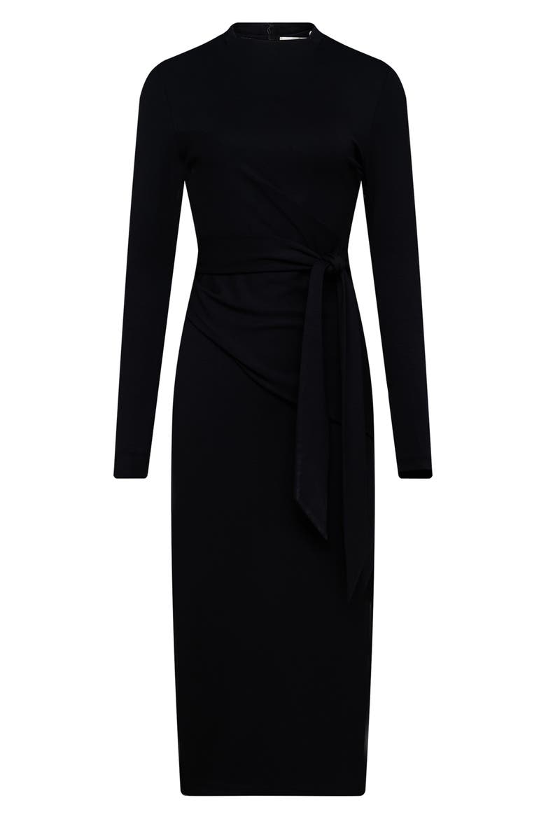 Finan Long Sleeve Wrap Dress, Alternate, color, BLACK