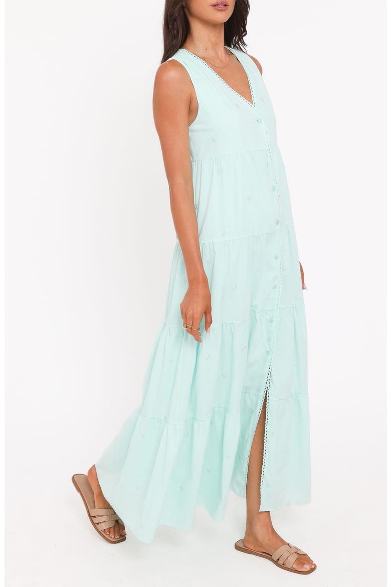 Lovisa Eyelet Cotton Maxi Dress, Alternate, color, JADE