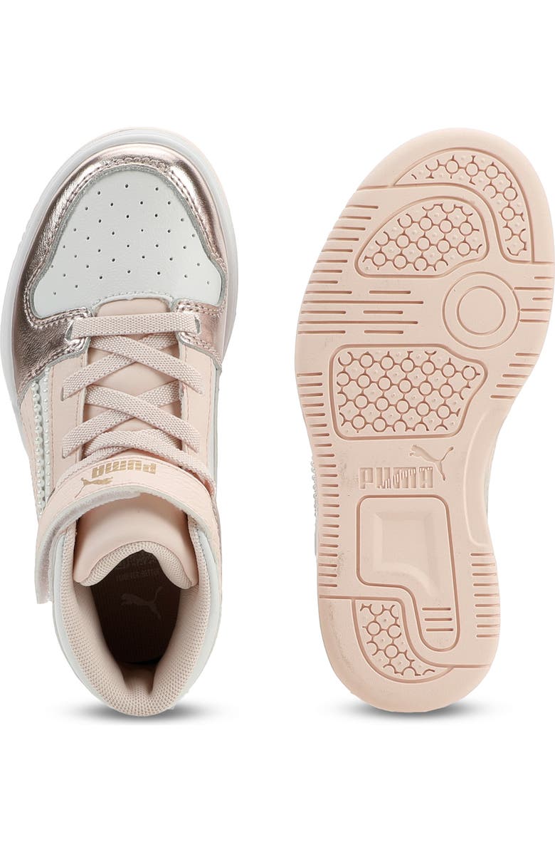 PUMA Kids' Rebound Layup High Top Sneaker, Alternate, color, Puma White/ Jasmine/ Gold