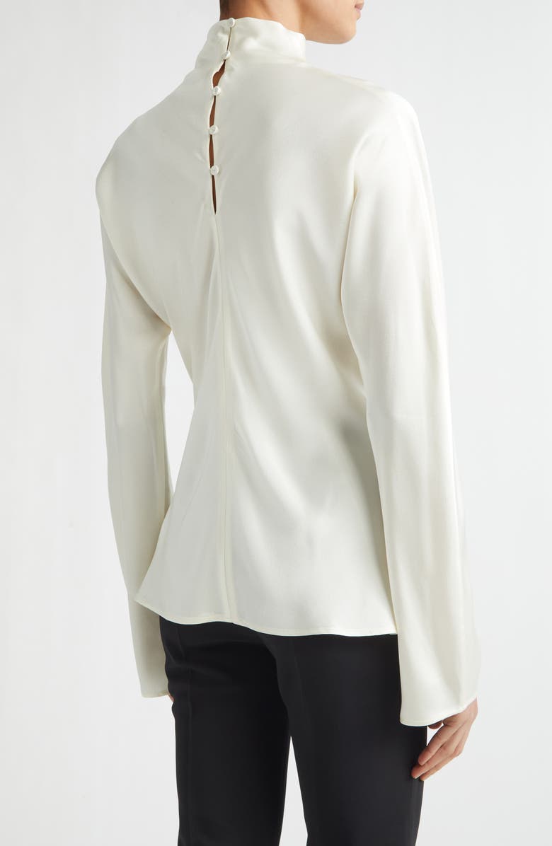 Róhe Long Sleeve Satin Top, Alternate, color, Cream