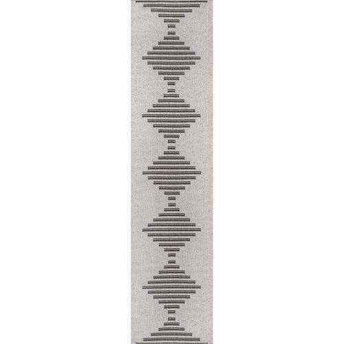 Jonathan Y Vinales Diamond Stripe Indoor/outdoor Area Rug In Light Gray/black