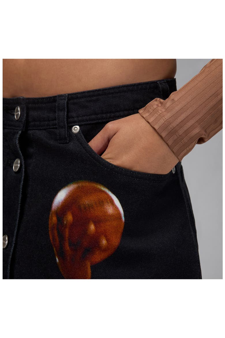 Air Jordan Denim Midi Skirt, Alternate, color, BLACK