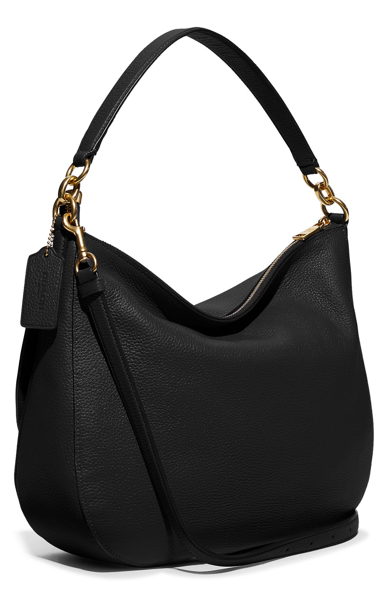 Polished Pebble Leather Shoulder Bag (Nordstrom Exclusive), Alternate, color, B4/ BLACK