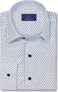 David Donahue Bird Print Cotton Sport Shirt