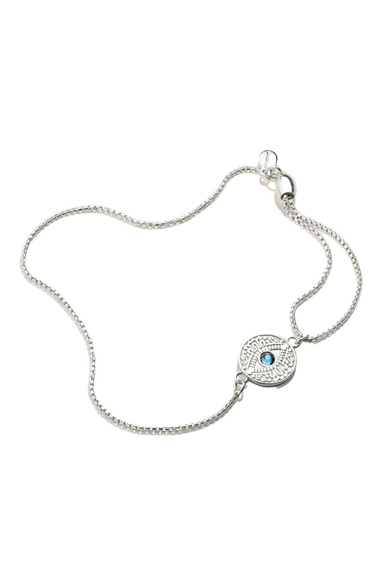 Alex and Ani Evil Eye Crystal Pull Chain Bracelet, Main, color,