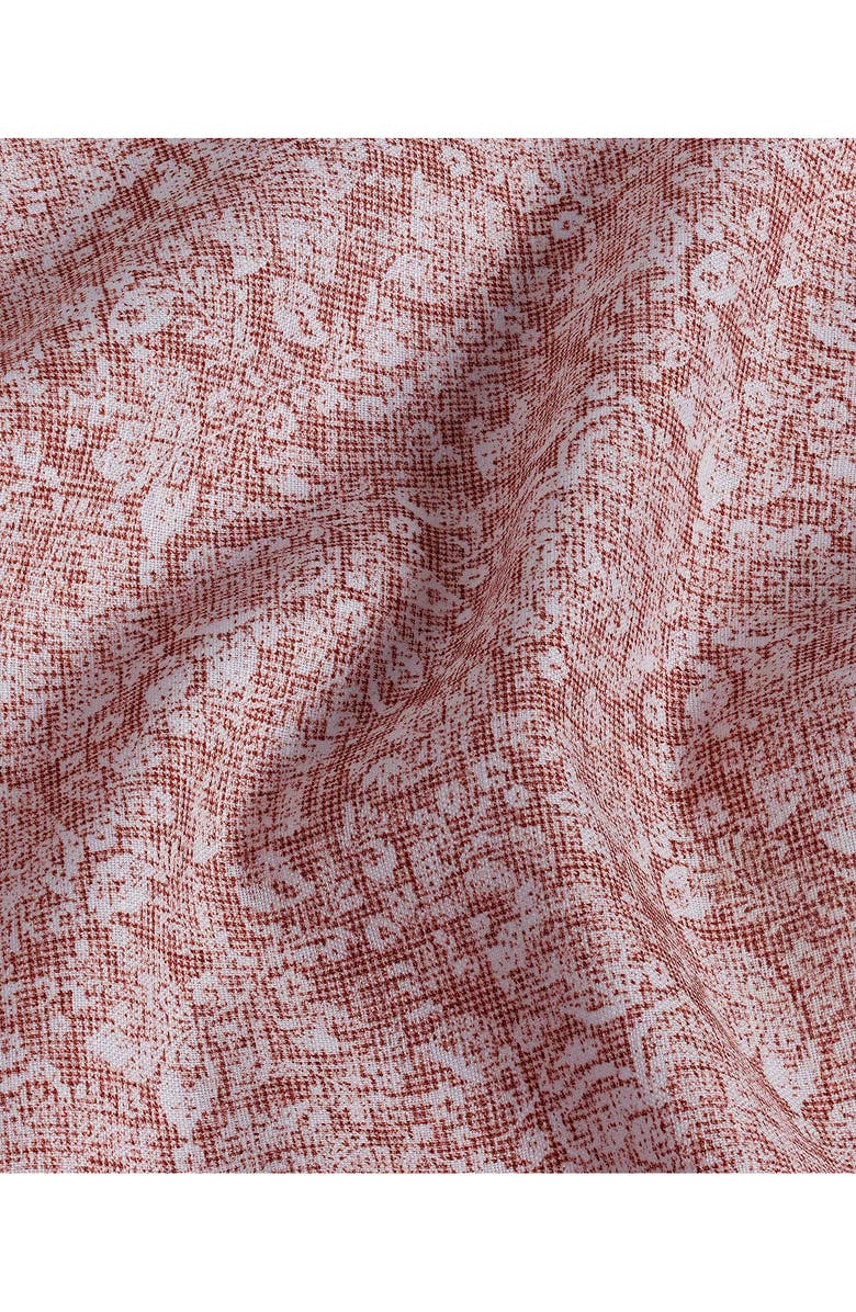 David Donahue Texture Floral Print Linen & Cotton Sport Shirt, Alternate, color, 