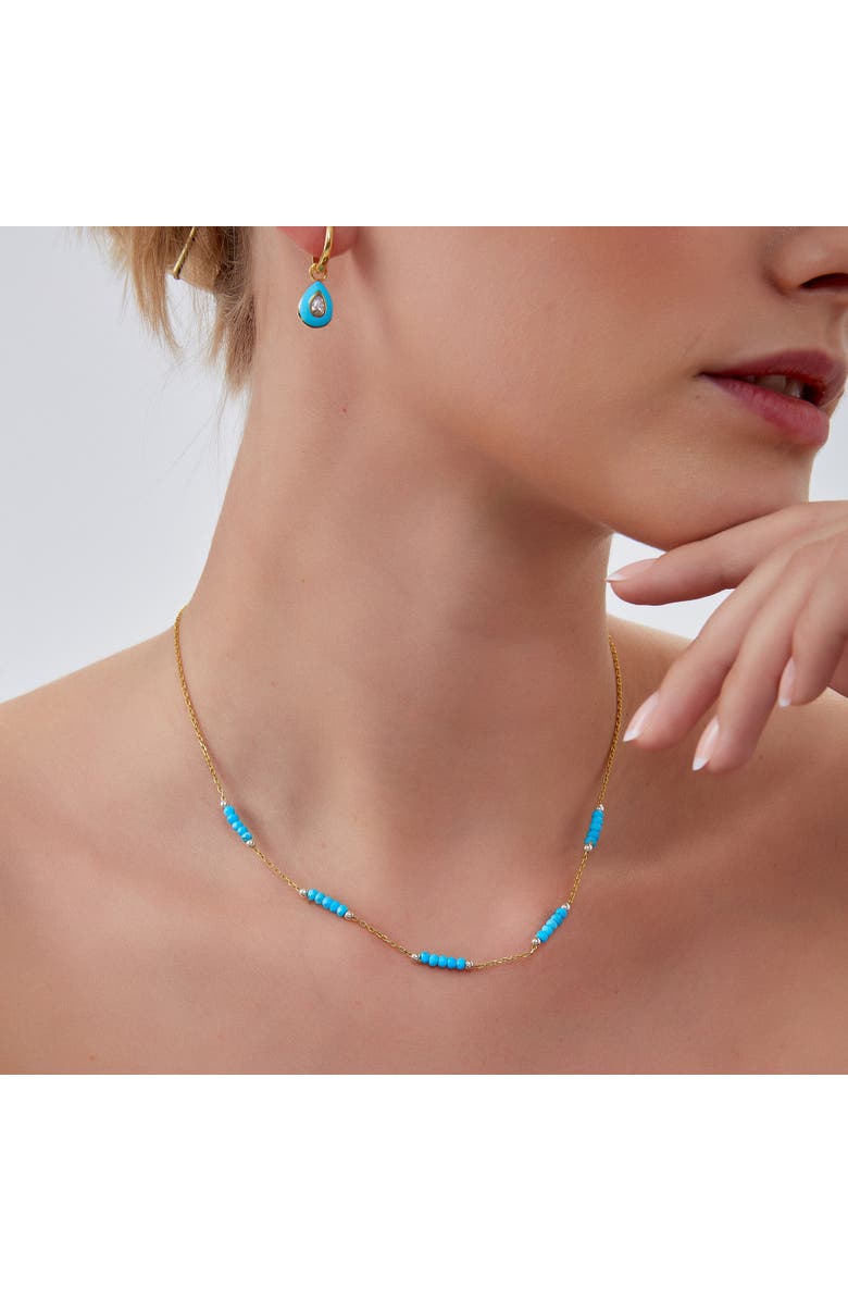 Spero London Turquoise Beaded Sterling Silver Chain Necklace in Gold, Alternate, color, Gold