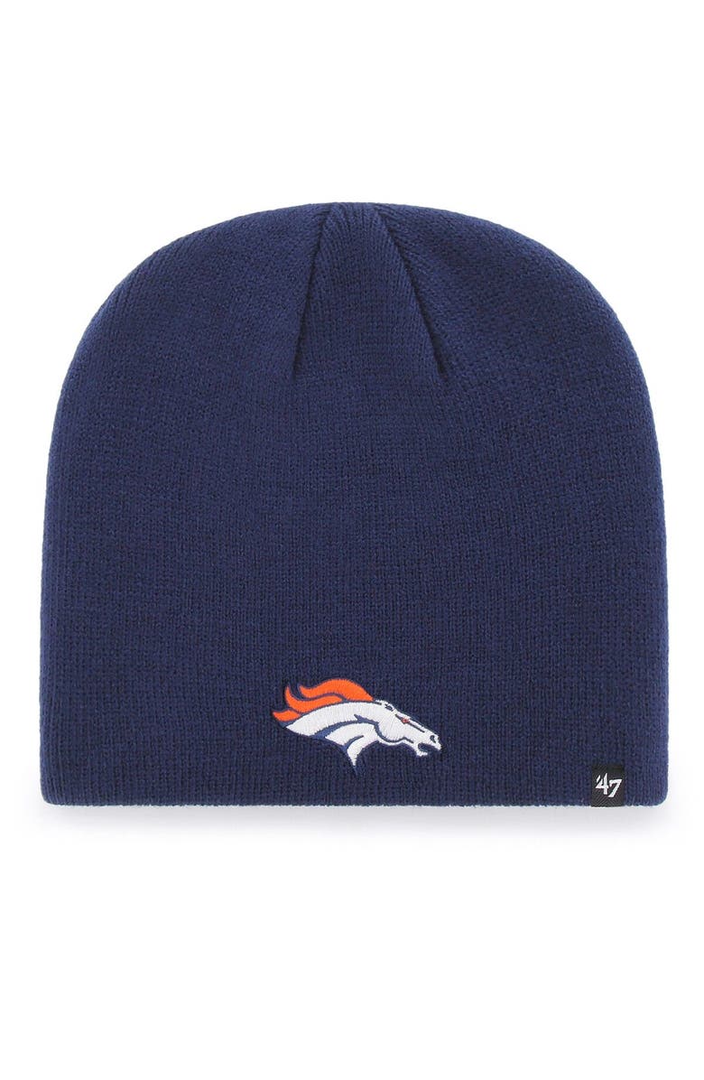 '47 Men's '47 Navy Denver Broncos Primary Logo Knit Beanie, Main, color, 