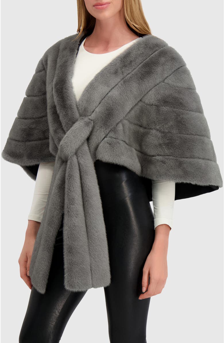 Lyla Grant Fur-Free Mink (Faux Fur) Stole, Alternate, color, Dark Gray