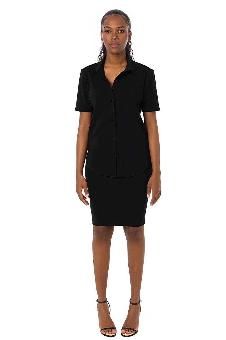 Clark Short Sleeve Button-Up Shirt, Alternate, color, BLACK