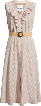 Sam Edelman Stripe Rhinestone Detail Sleeveless Cotton Shirtdress