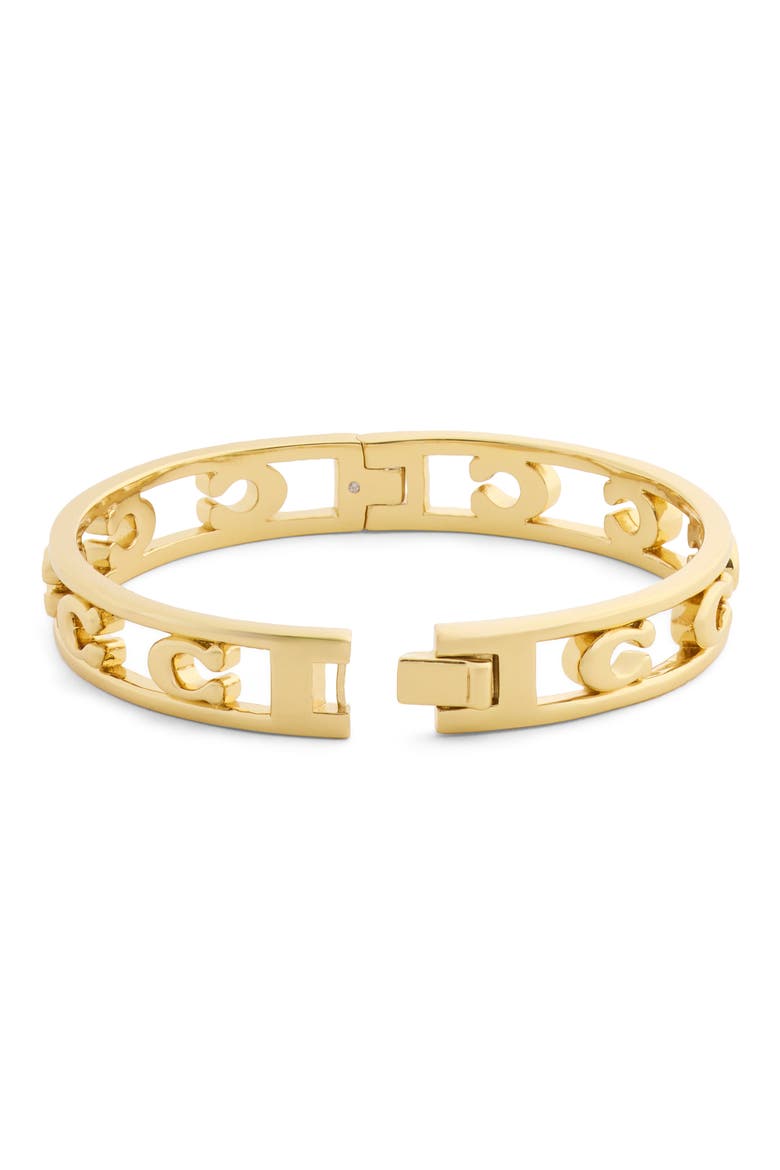 Sculpted C Hinge Bangle, Alternate, color, SHINY GOLD