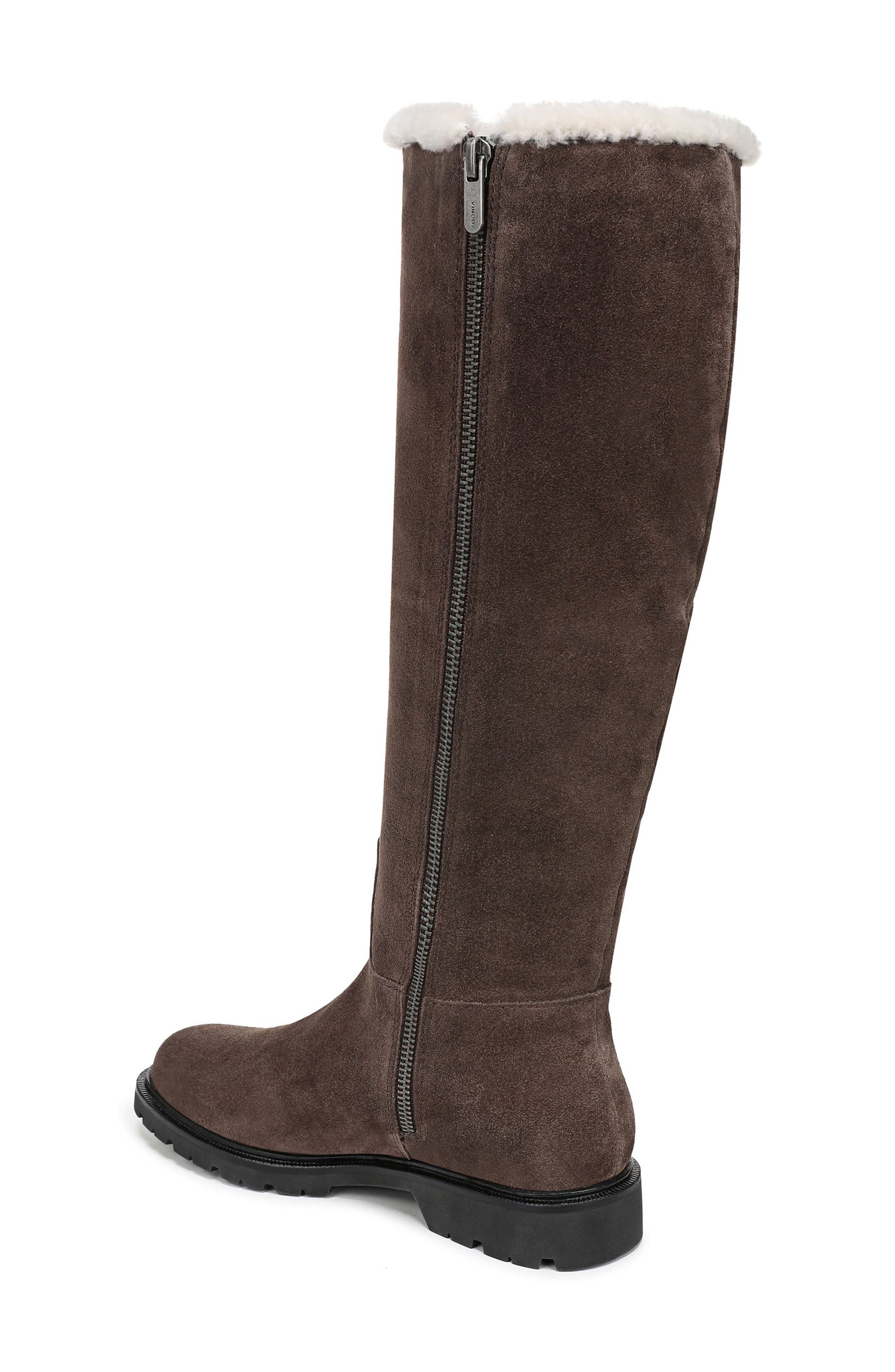 Vince Sibelle Genuine Shearling Knee High Boot, Alternate, color, Truffle