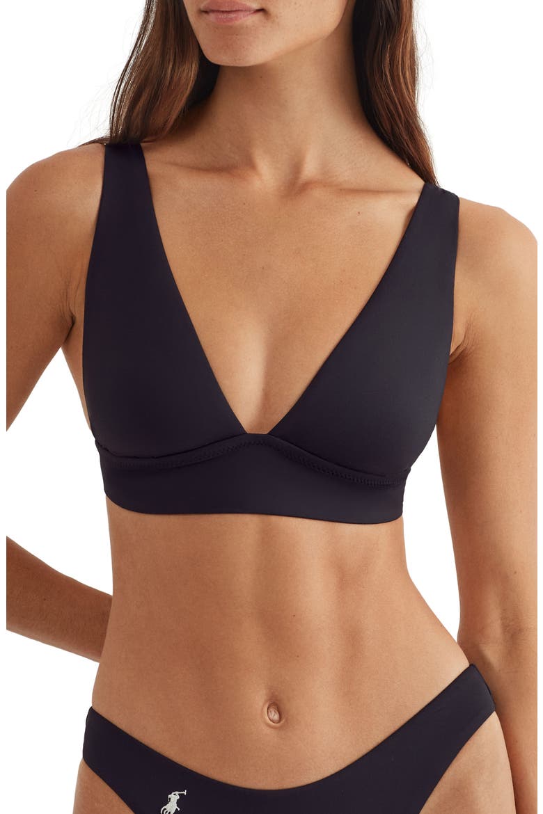 V-Neck Bikini Top, Main, color, BLACK