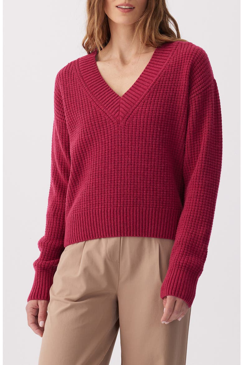 Verdun V-Neck Sweater, Main, color, GARNET HEATHER