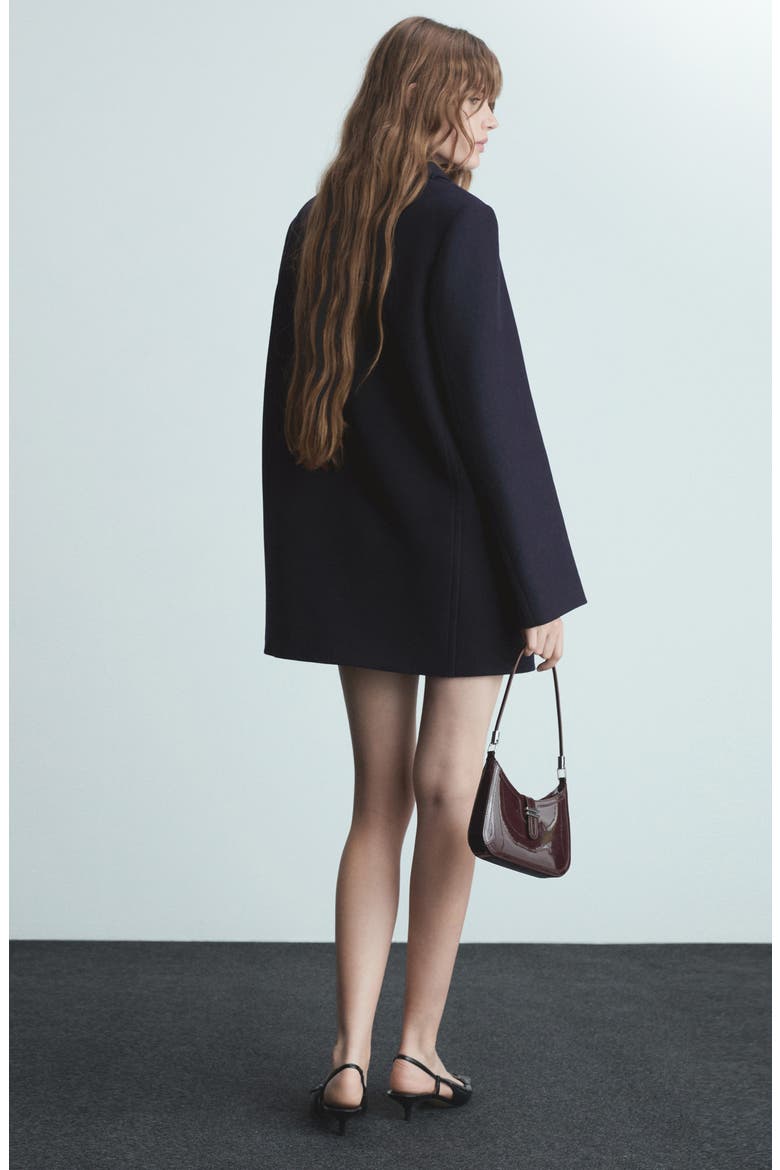 Double Breasted Wool Blend Coat, Alternate, color, DARK NAVY