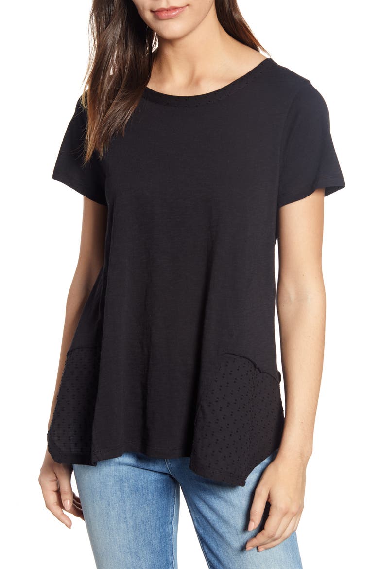Clip Dot Detail Tee, Main, color, BLACK