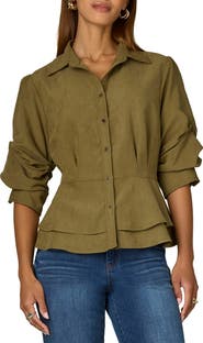Wit & Wisdom Pleated Puff Sleeve Button-Up Shirt