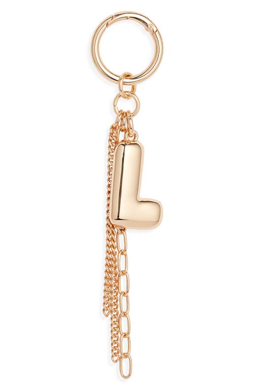 Chelsea28 Bubble Letter Bag Charm in L- Gold 