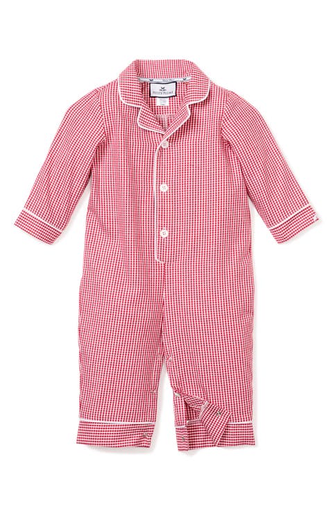 Gingham Check Flannel One-Piece Pajamas (Baby)
