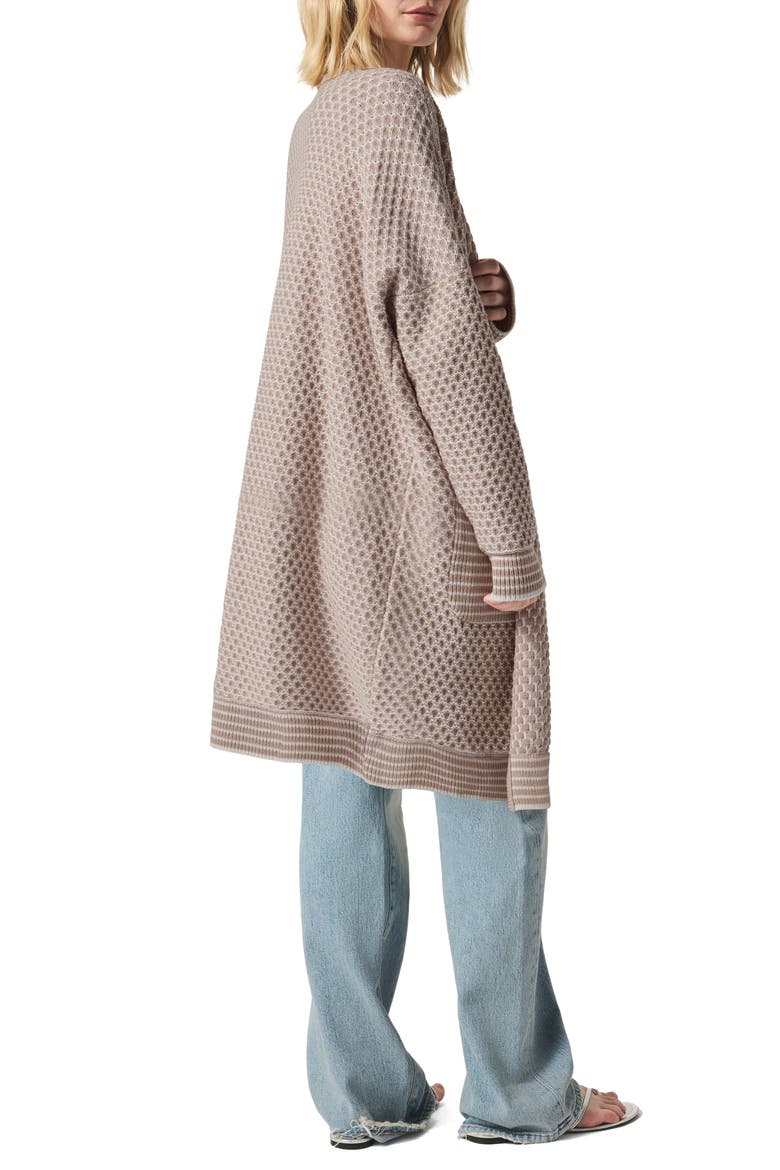 Davina Pattern Open Front Cardigan, Alternate, color, FAWN/ WHITE