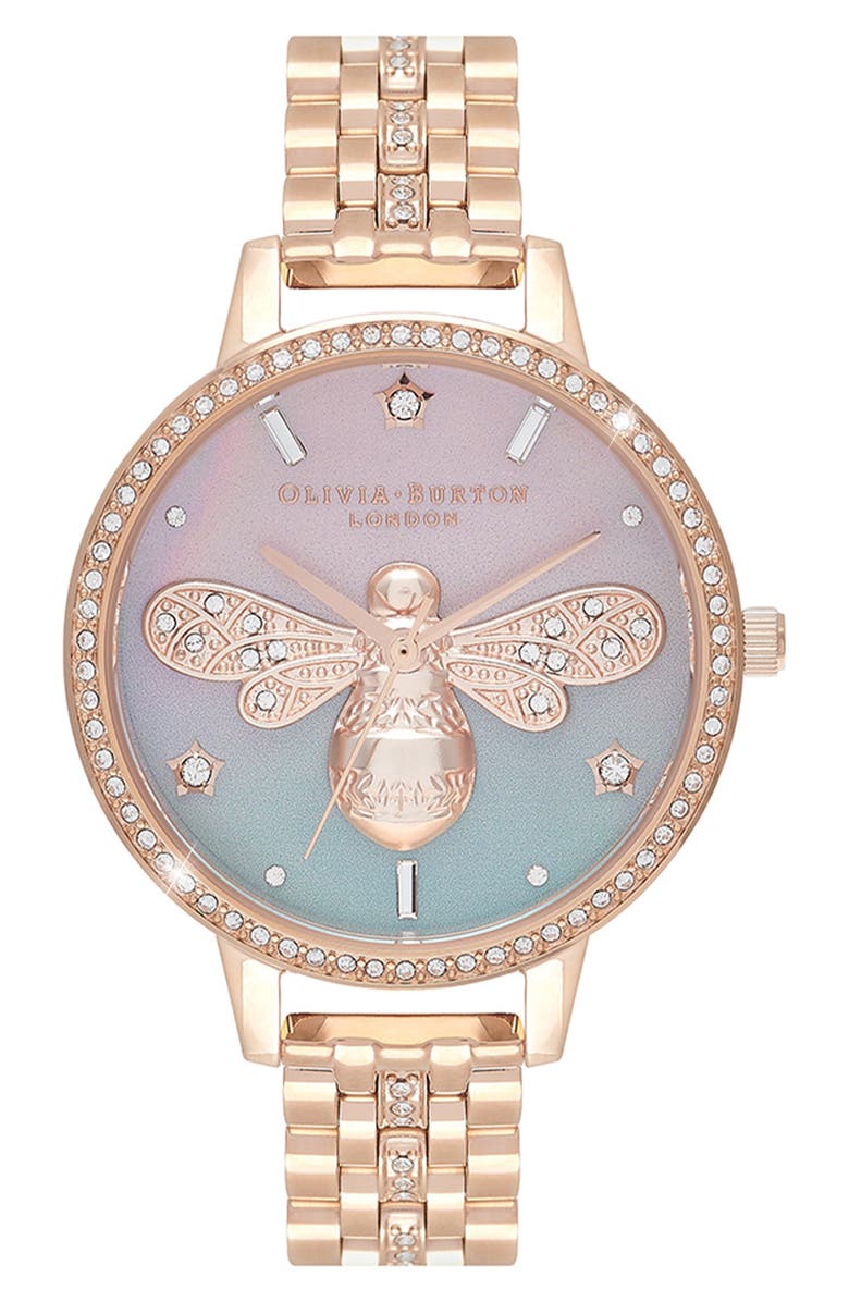 Olivia Burton Sparkle Bee Bracelet Watch, 34mm, Main, color, 