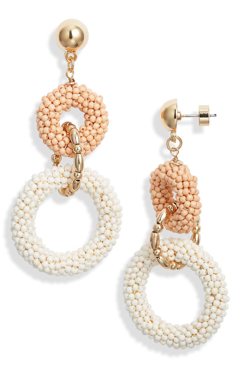 Nordstrom Beaded Link Drop Earrings, Main, color, Neutral Multi- Gold