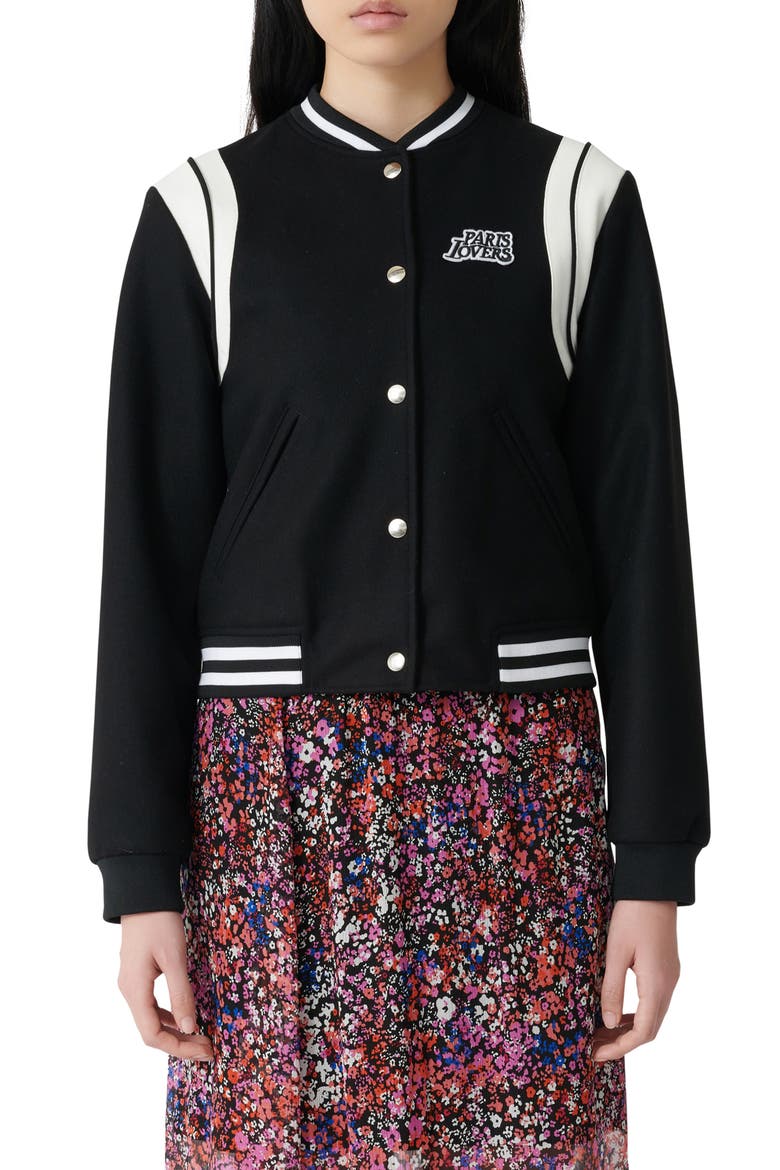 Berry Varsity Jacket, Main, color, BLACK