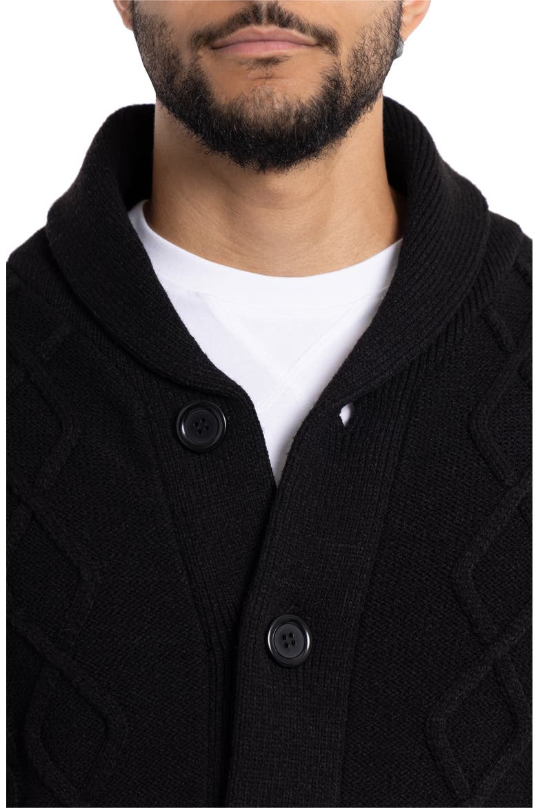 Cable Knit Button-Down Sweater, Alternate, color, BLACK