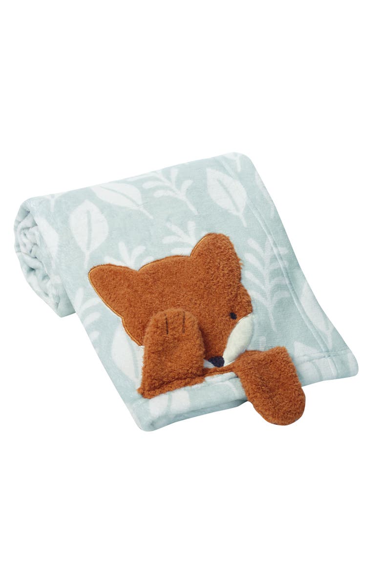 Whispering Woods Fox Soft Green Fleece Baby Blanket, Alternate, color, Green