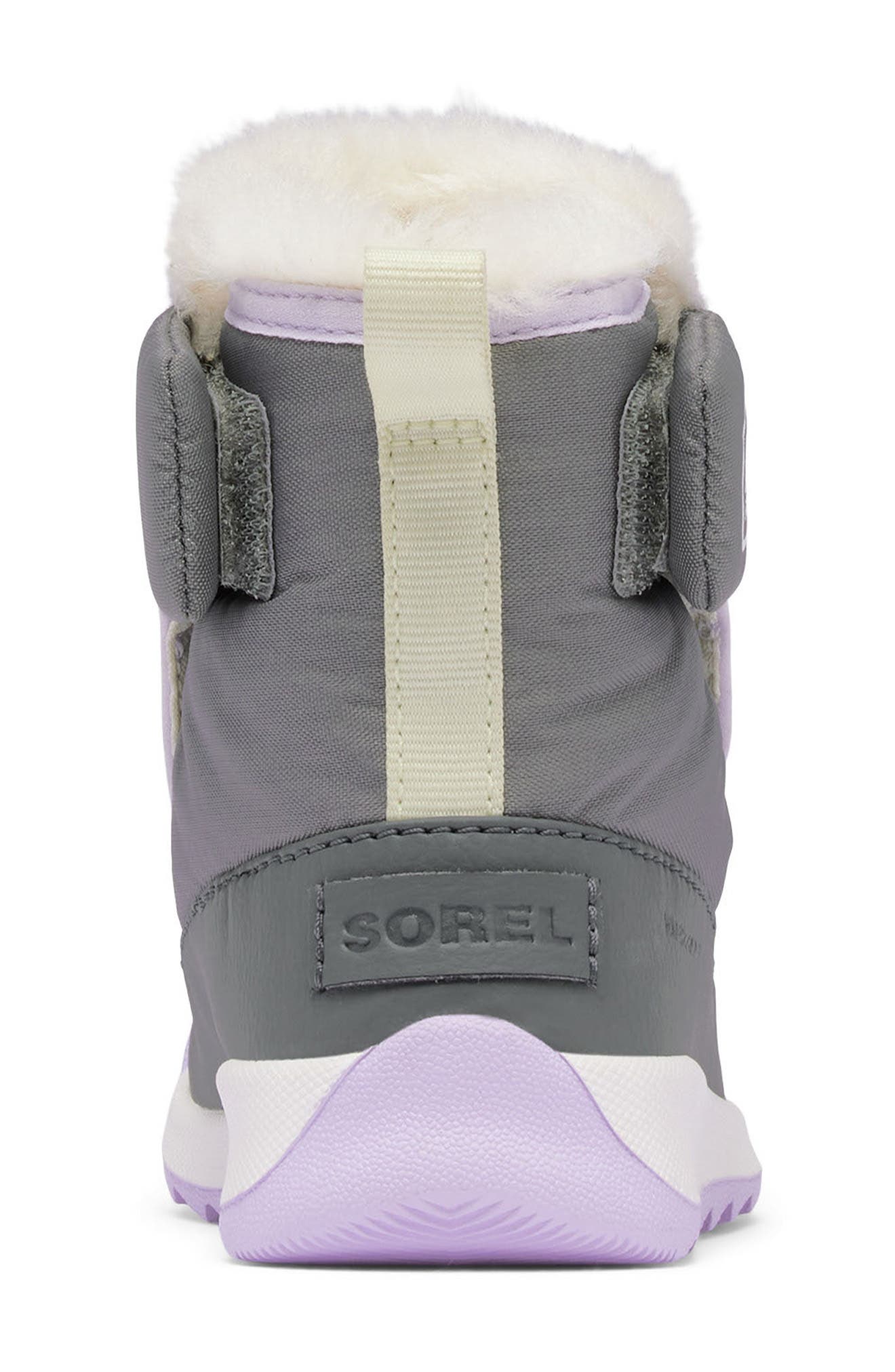 Kids' Whitney II Faux Fur Lined Waterproof Snow Boot, Alternate, color, QUARRY/ LAVENDER CLOUD
