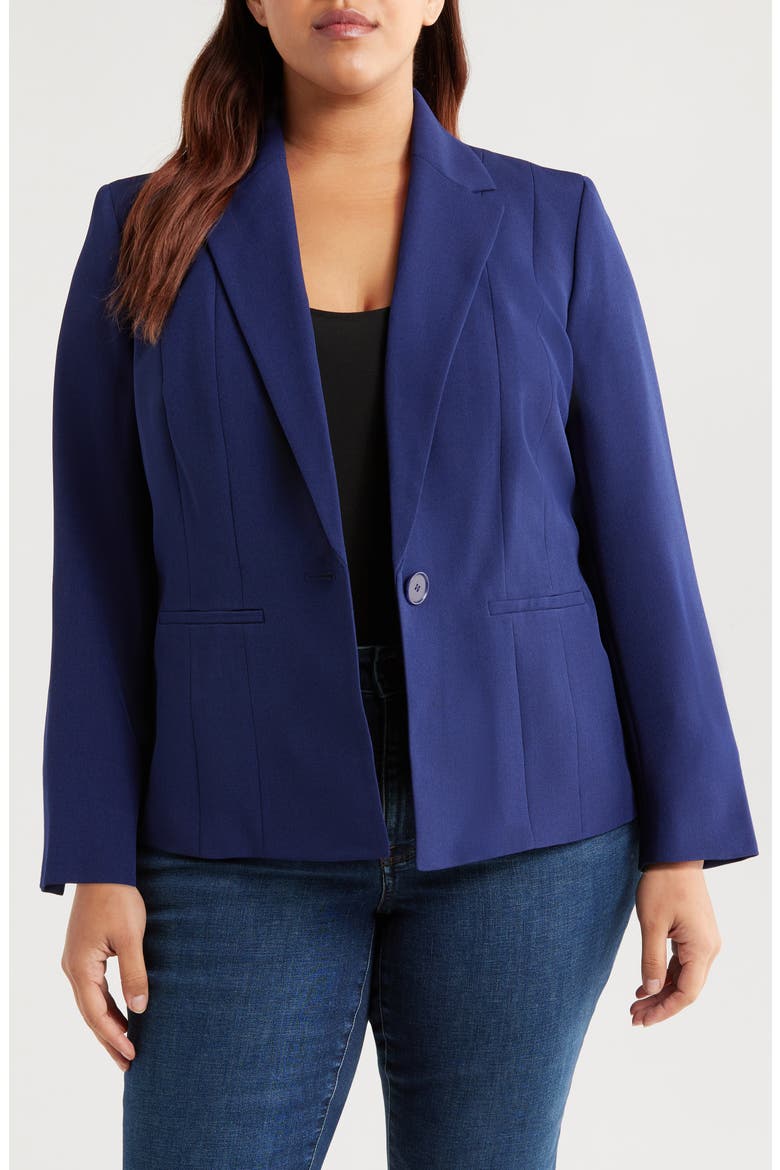 One Button Blazer, Main, color, KASPER NAVY