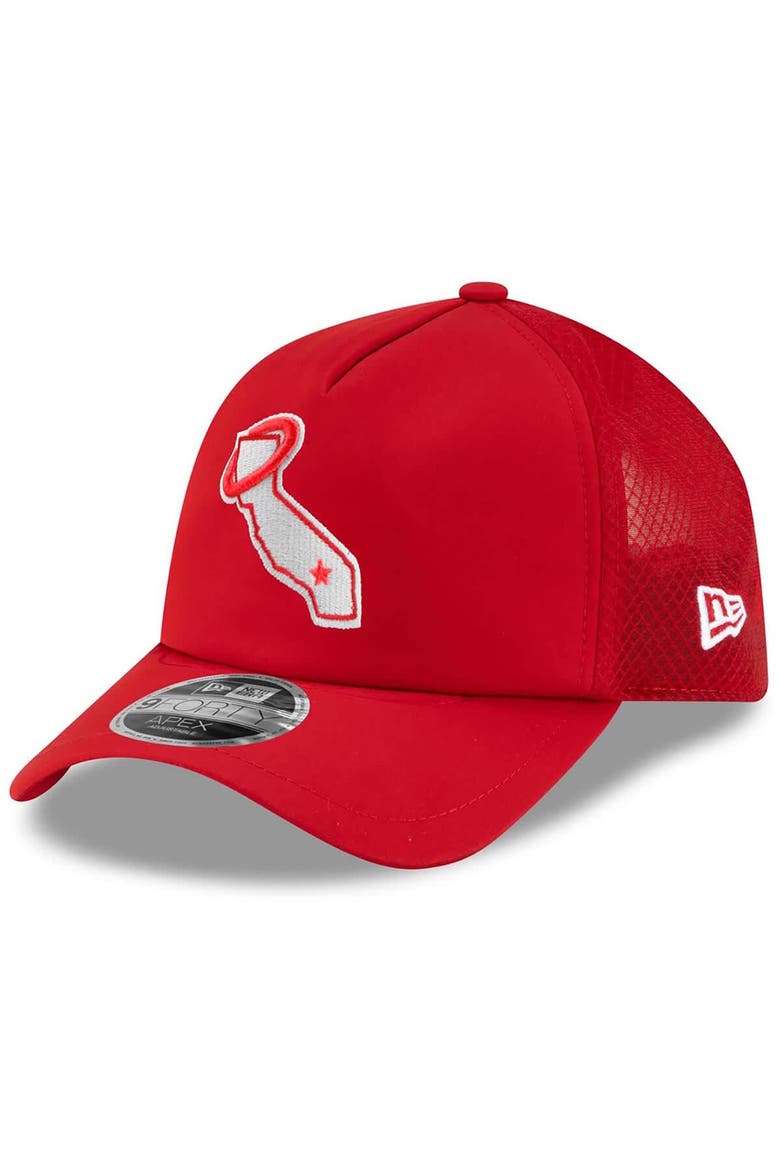 Men's New Era Red Los Angeles Angels 2026 Batting Practice Alternate Apex 9FORTY Adjustable Hat, Main, color, Red