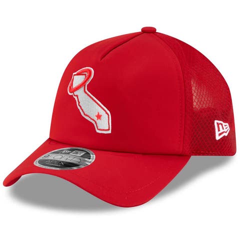 Men's New Era Red Los Angeles Angels 2026 Batting Practice Alternate Apex 9FORTY Adjustable Hat